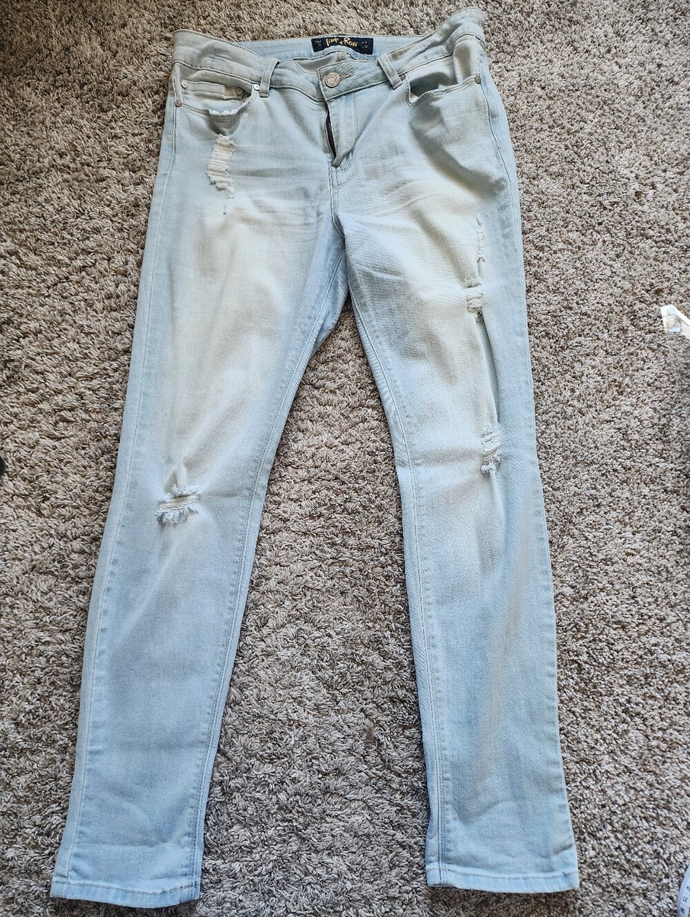 Indigo Rein Size 13 Distressed Light Wash Skinny Jeans